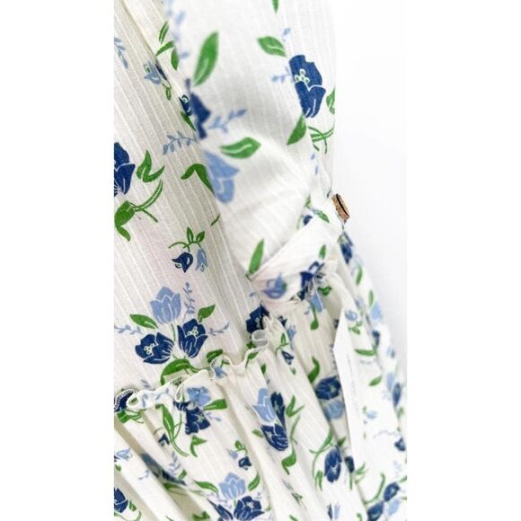SWEET BABY JAMIE White and Blue Floral Tiered Dress SMALL - Picture 5 of 11
